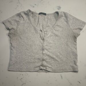 Brandy Melville Gray Button Crop Top